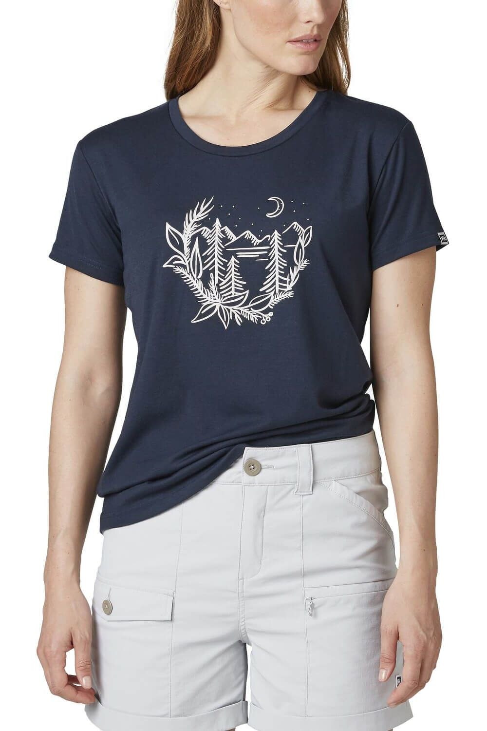 Tricou pentru dama Helly Hansen W Skog Graphic T-Shirt, Bleumarin, Bleumarin