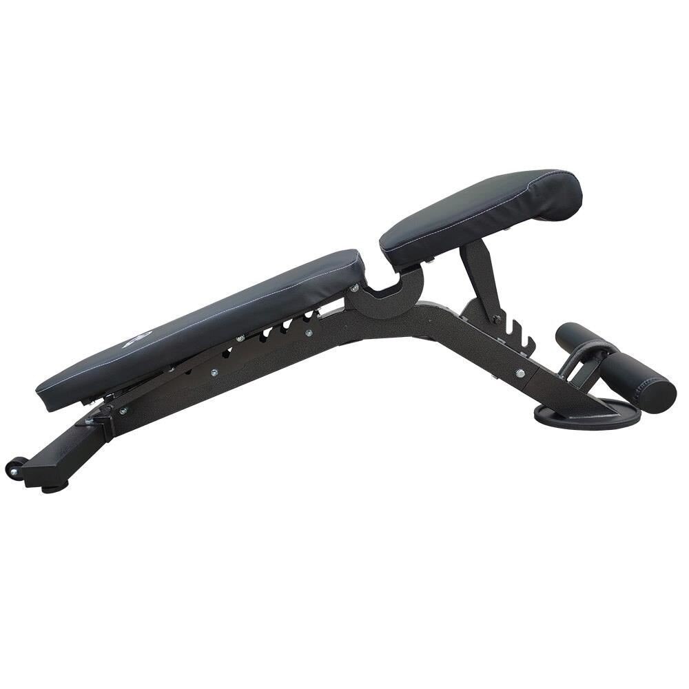 Banca fitness profesionala DHS 1017, pentru abdomene, pliabila, 8 trepte reglare, 140 kg rezistenta, Otel, Negru