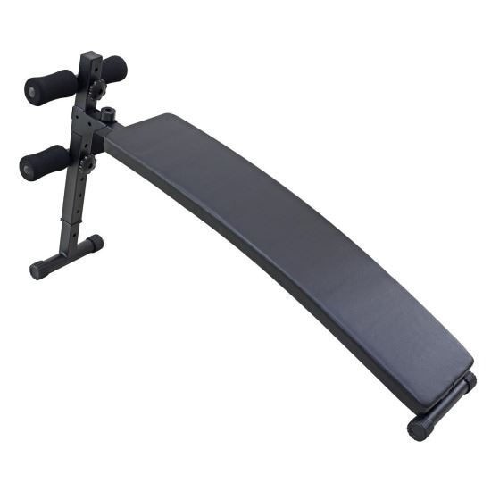 Banca fitness DHS 1011, pentru abdomene, curbata, 105 kg rezistenta, Otel, Negru