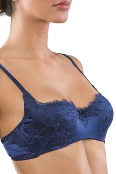 Sutien Balconette din matase naturala Cotton Club, Albastru metalizat Sutien Balconette din matase naturala Cotton Club, Albastru metalizat