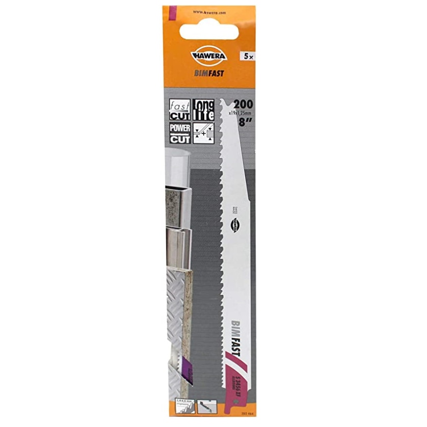 Set 5 panze fierastrau sabie, Hawera S3456XF Progressor for Wood and Metal, 200 mm, taiere lemn si metal