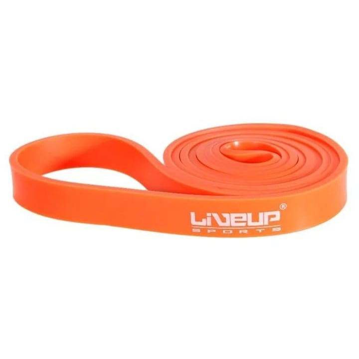 Banda elastica pentru fitness Live Up Power, rezistenta mare, 28 x 8 x 3.5 cm, Portocaliu