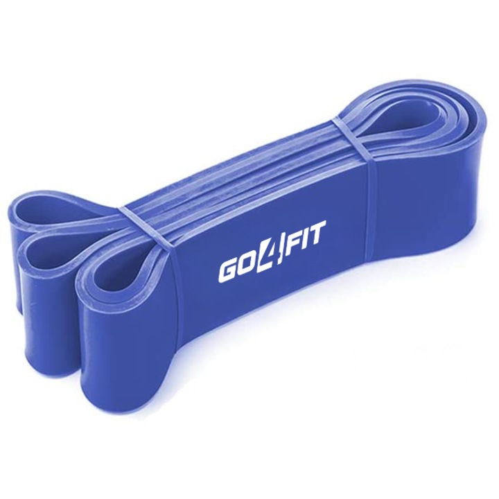 Banda elastica lunga, GO4FIT, resistance band pentru fitness, antrenament sala, gimnastica recuperare, rezistenta 25-60 kg, albastra