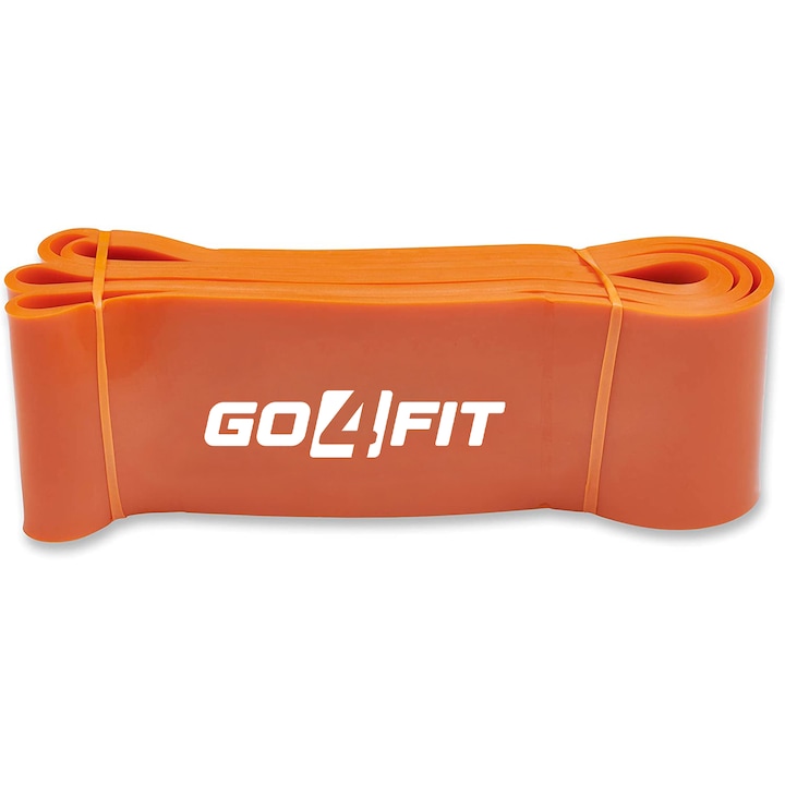 Banda elastica lunga, GO4FIT, resistance band pentru fitness, antrenament sala, gimnastica recuperare, rezistenta 30-70 kg, portocalie