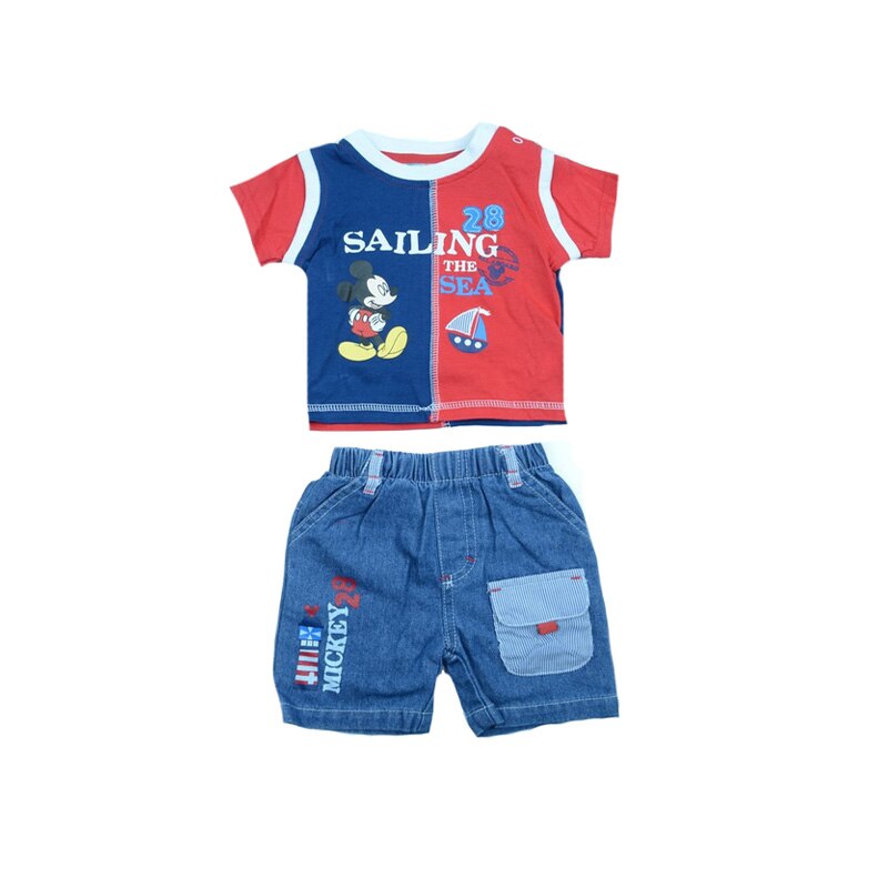 Compleu 2 piese tricou si pantaloni pentru baieti Sun City Mickey Mouse AQE0016, Multicolor