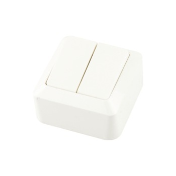 Intrerupator dublu Electronin, PT MINI, 10A, IP54, alb Intrerupator dublu Electronin, PT MINI, 10A, IP54, alb