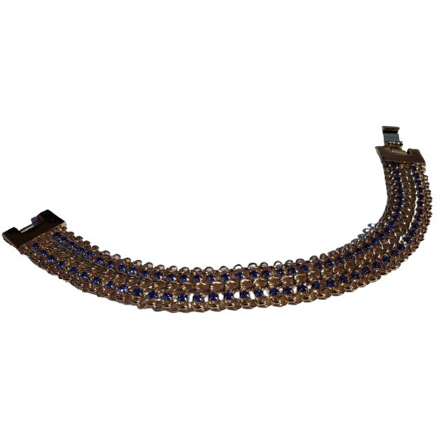 Bratara Glamour Royal Sapphire Brilliant,dublu placata Aur 18k