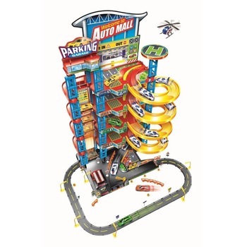 Set parcare si garaj cu 5 nivele, 129 piese, plastic, Multicolor Set parcare si garaj cu 5 nivele, 129 piese, plastic, Multicolor