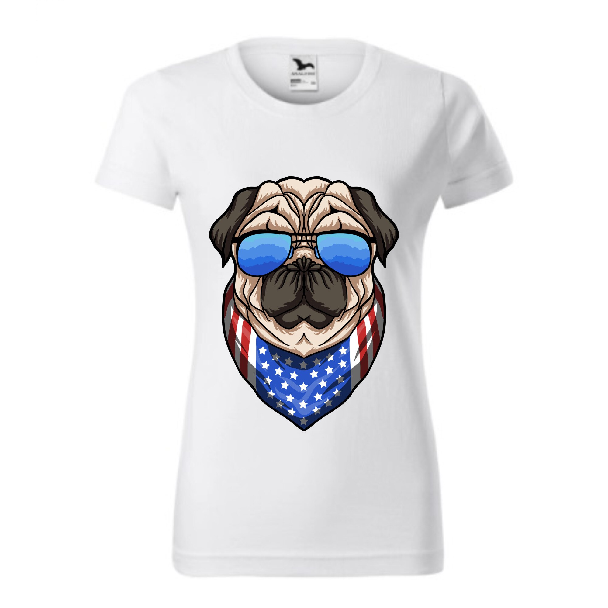 Tricou basic femei personalizat, Adler, bumbac, alb , S Pug american