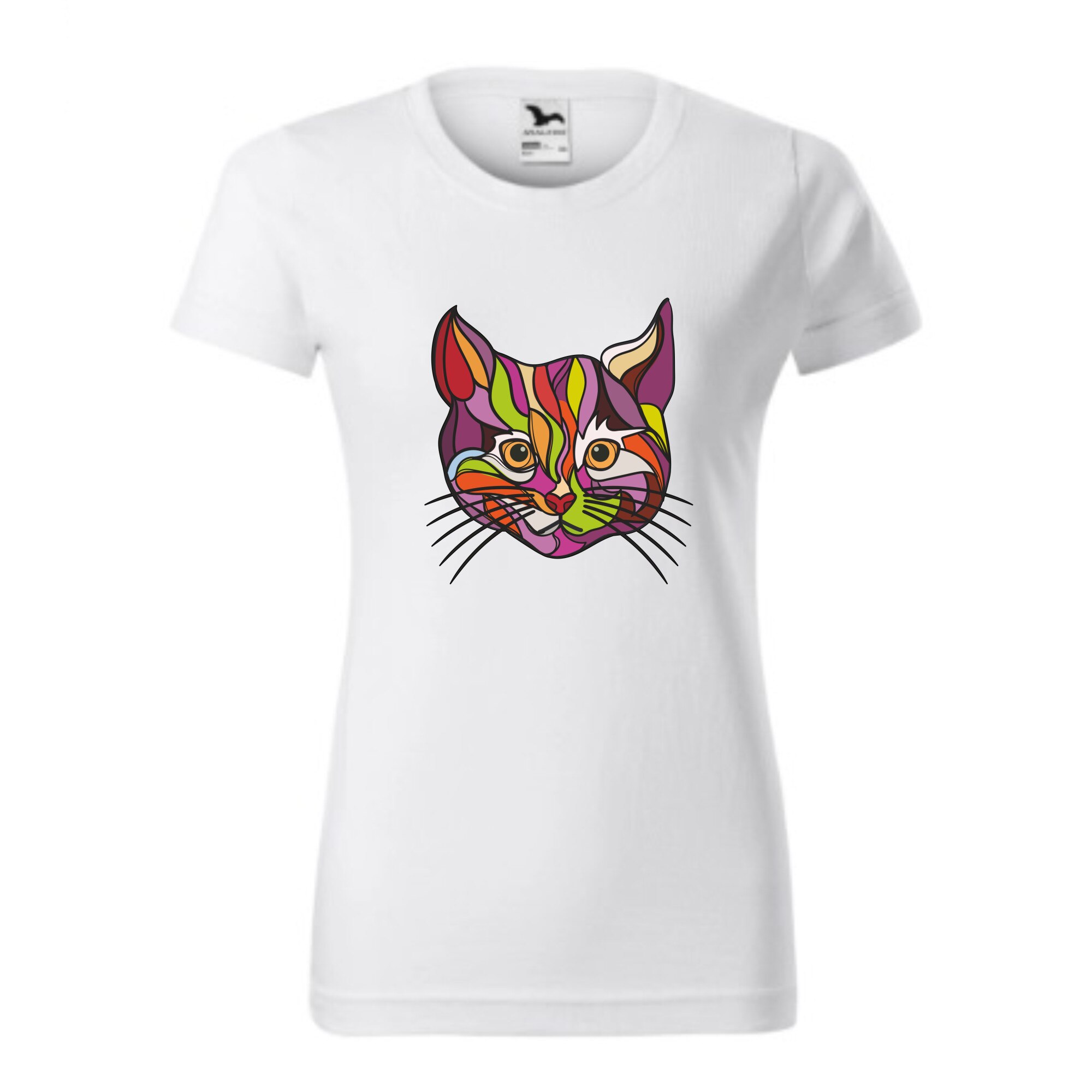 Tricou basic femei personalizat, Adler, bumbac, alb XL Pisica cool