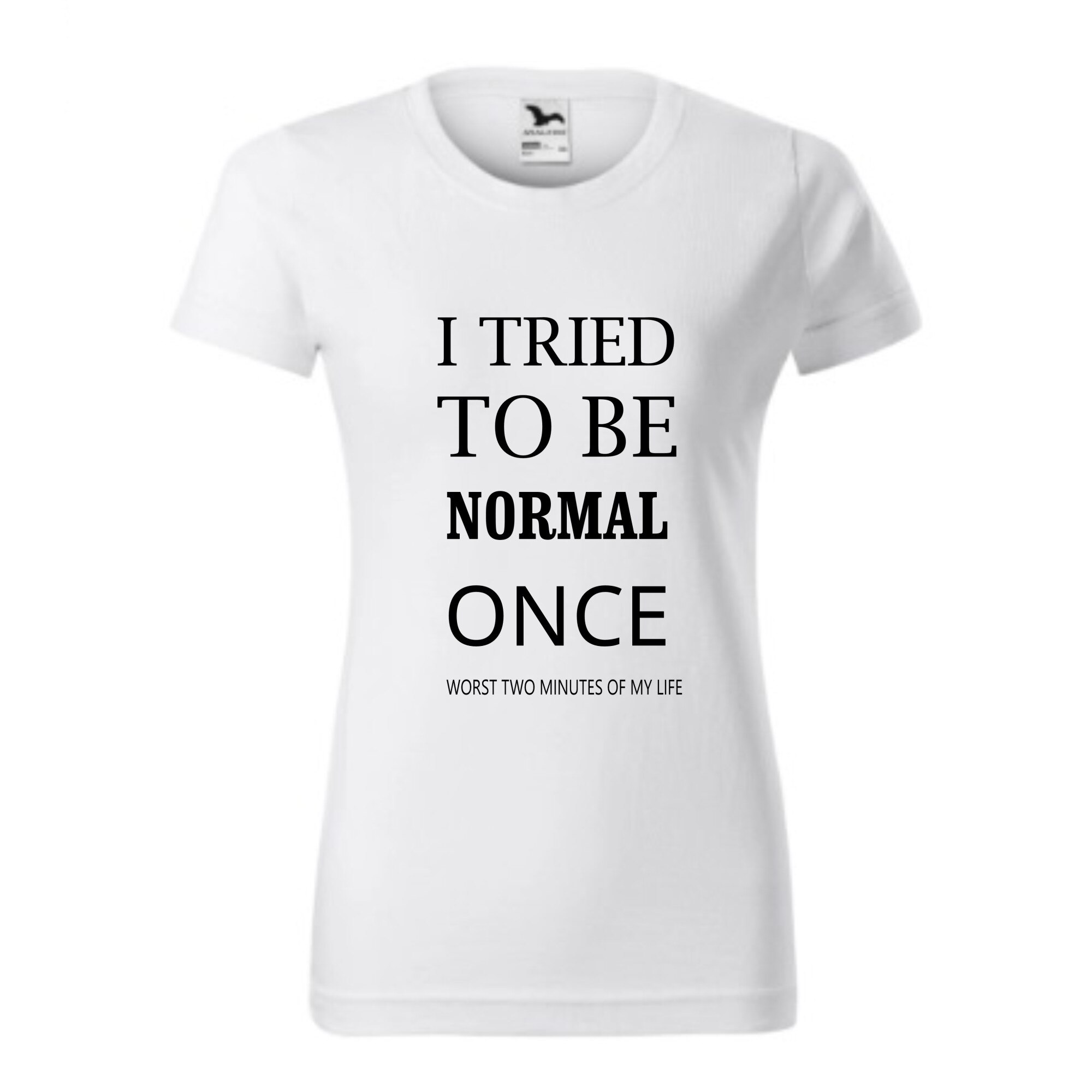 Tricou basic femei personalizat, Adler, bumbac, alb , S I tried to be normal