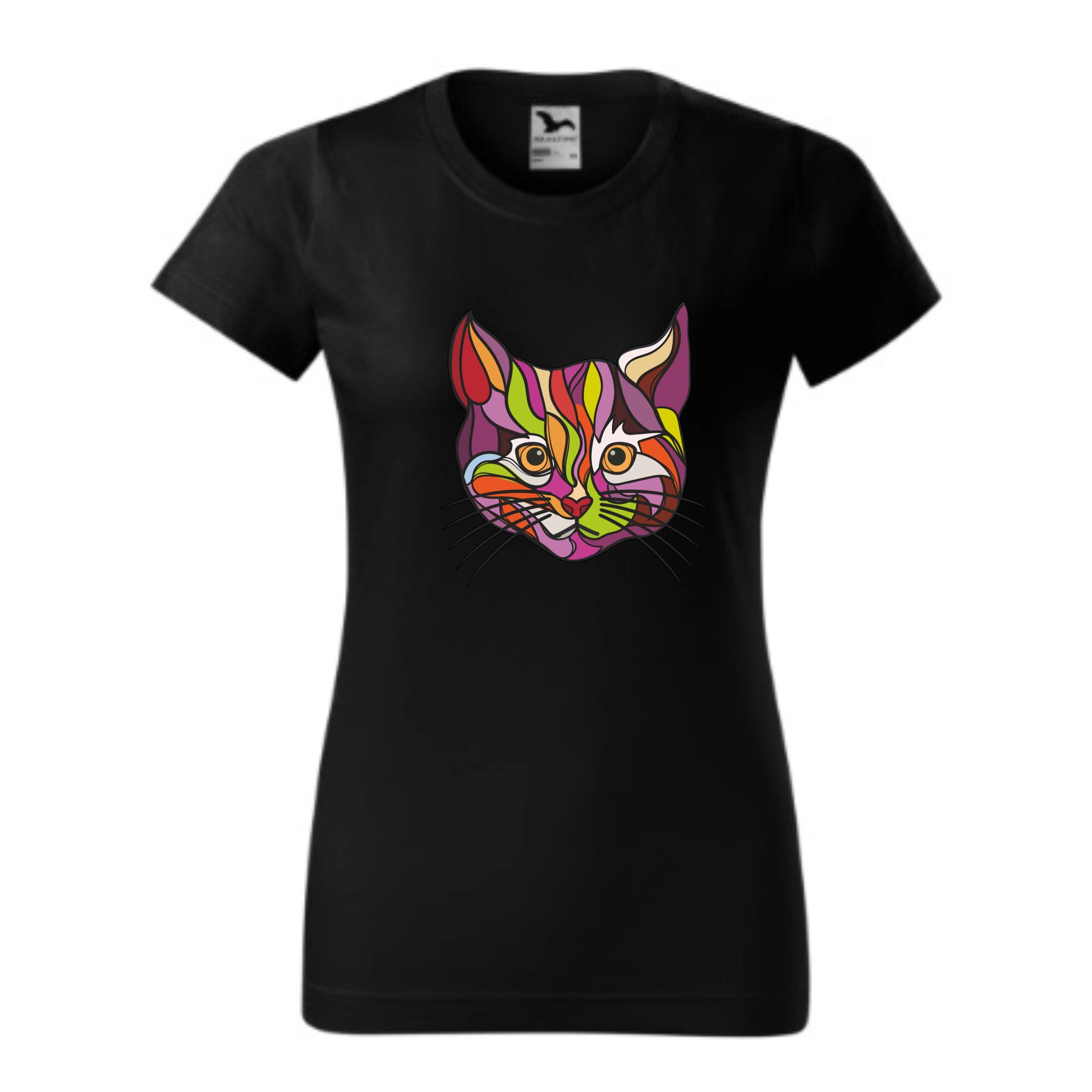 Tricou basic femei personalizat, Adler, bumbac, negru L Pisica cool