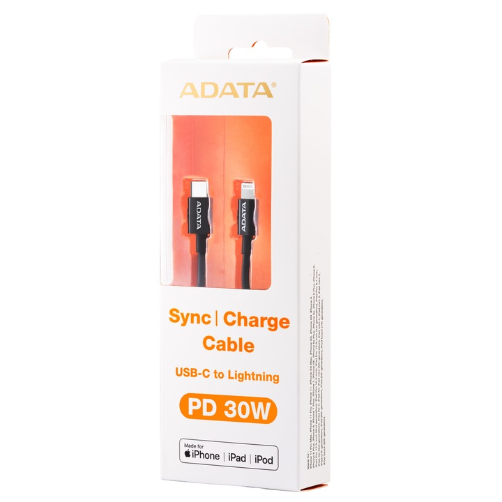Кабел ADATA, LIGHTNING TO USB-C 1M/AMFICPL-1M-CBK