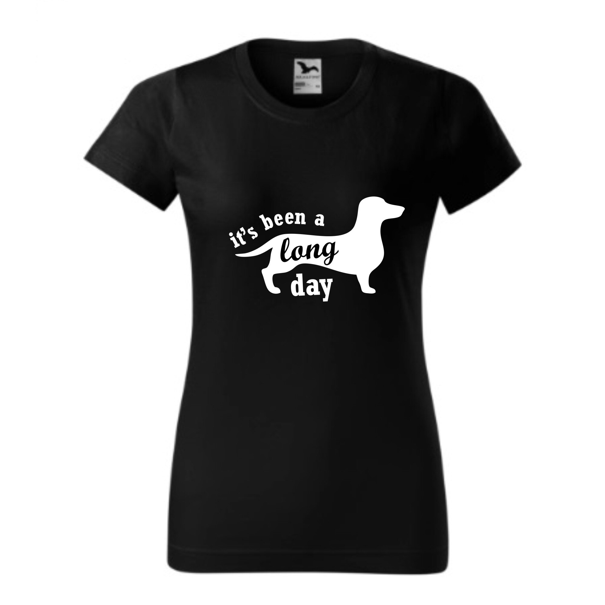 Tricou basic femei personalizat, Adler, bumbac, negru M A long day