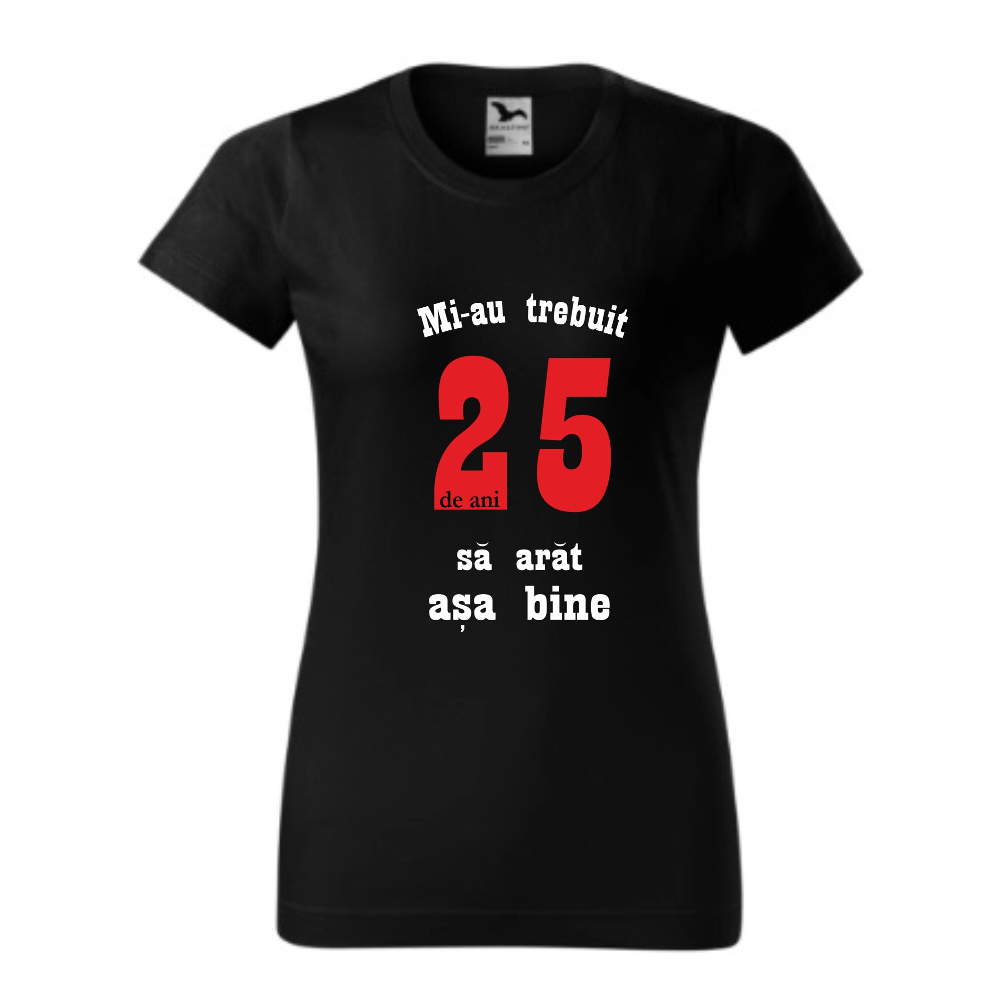 Tricou basic femei personalizat, Adler, bumbac, negru M 25 de ani