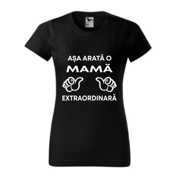 Tricou basic femei personalizat, Adler, bumbac, negru XL Asa arata o mama extraordinara Tricou basic femei personalizat, Adler, bumbac, negru XL Asa arata o mama extraordinara