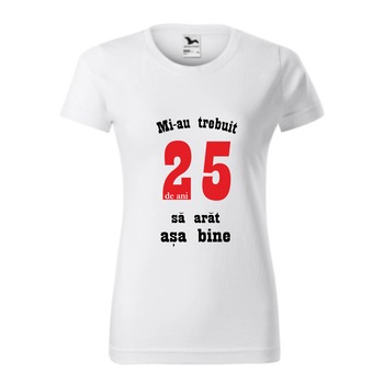 Tricou basic femei personalizat, Adler, bumbac, alb , XS 25 de ani Tricou basic femei personalizat, Adler, bumbac, alb , XS 25 de ani