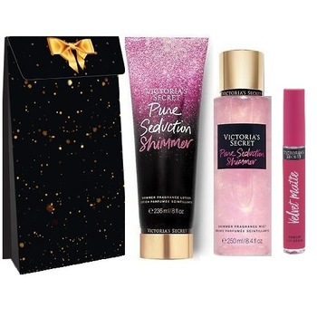Set Victoria Secret, Pure Seduction Shimmer, Spray de corp 250 ml si Lotiune de corp 236 ml+ Ruj rezistent la transfer Velvet Matte Set Victoria Secret, Pure Seduction Shimmer, Spray de corp 250 ml si Lotiune de corp 236 ml+ Ruj rezistent la transfer Velvet Matte