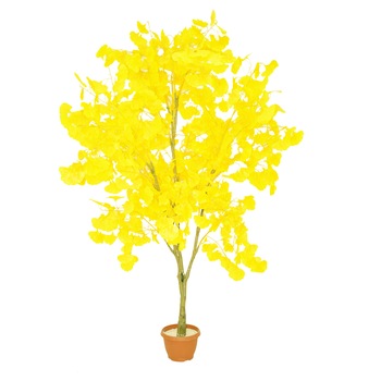 Copac artificial Ginkgo Biloba cu ghiveci, Naimeed D3056, culoare galben, 200 cm Copac artificial Ginkgo Biloba cu ghiveci, Naimeed D3056, culoare galben, 200 cm