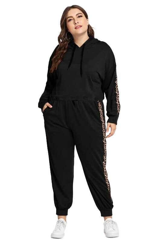 Compleu dama Black Cotton, negru, bumbac,4XL INTL