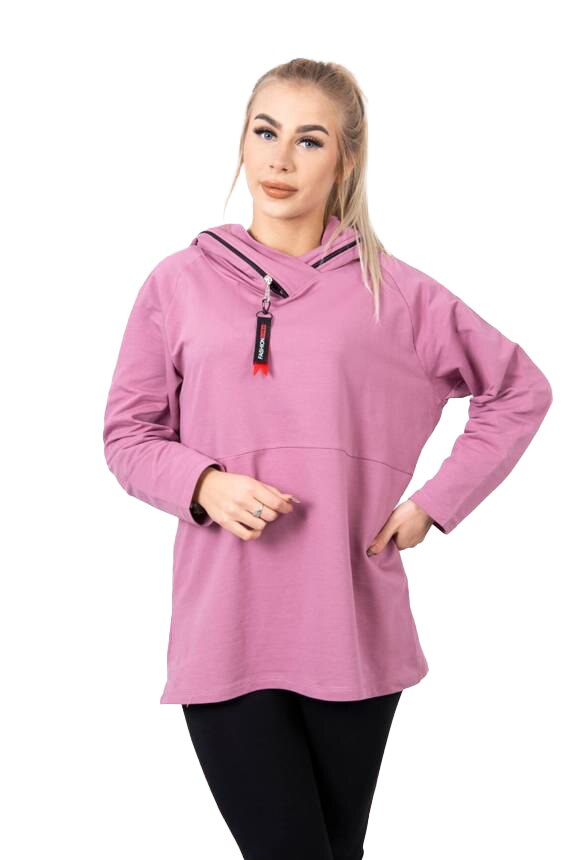 Bluza tunica din bumbac, Roz, One Size