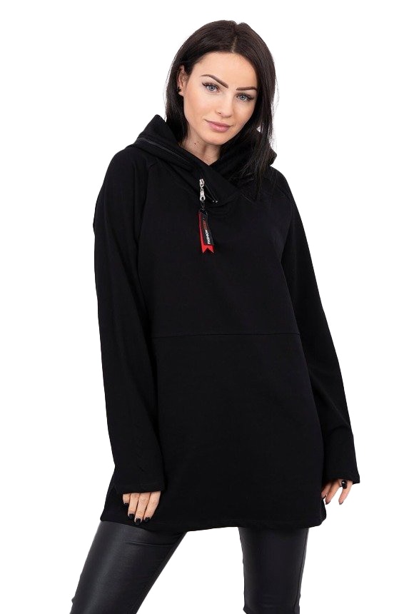 Bluza tunica din bumbac, Neagra, One Size