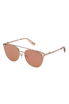 Trussardi, Ochelari de soare aviator, patrati, cu rama metalica, Auriu rose, 54-18-135 Standard Trussardi, Ochelari de soare aviator, patrati, cu rama metalica, Auriu rose, 54-18-135 Standard