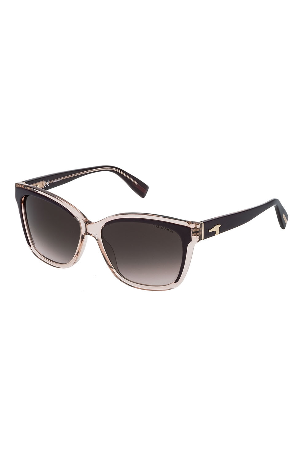 Trussardi, Ochelari de soare dreptunghiulari cu lentile in degrade, Maro inchis, 56-15-140 Standard