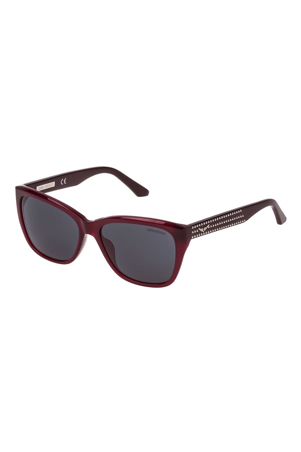 Zadig & voltaire, Ochelari de soare cu nituri pe brate, Rosu inchis, 55-16-140 Standard