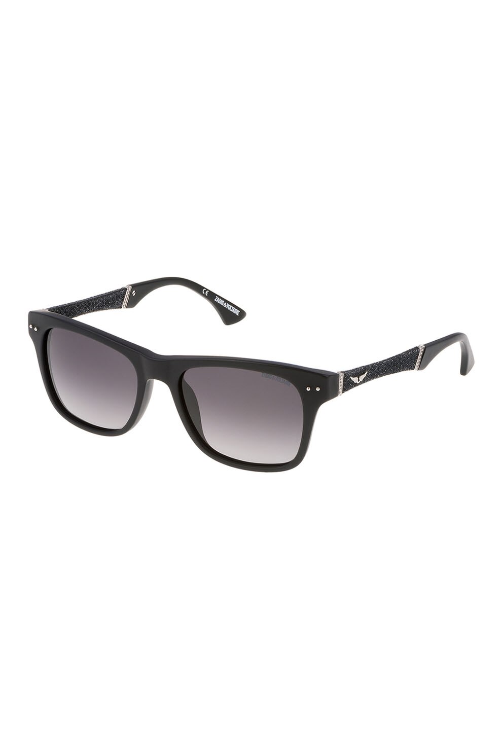 Zadig & voltaire, Ochelari de soare unisex cu lentile in degrade, Negru/Argintiu, 52-18-140 Standard