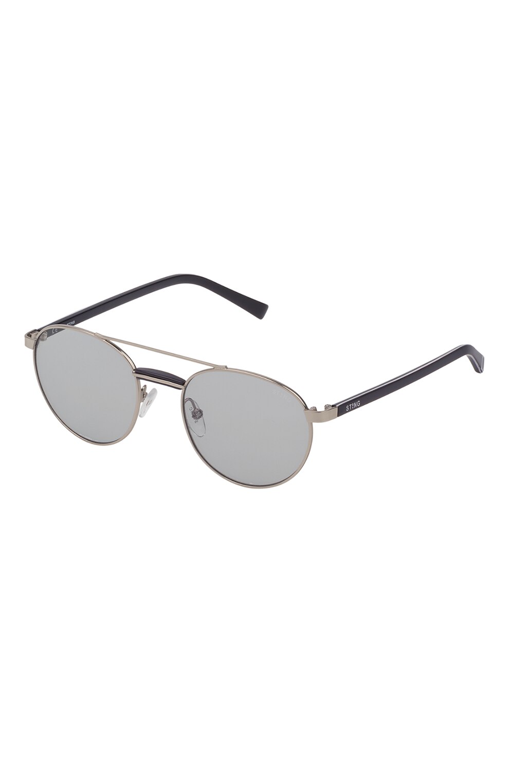 STING, Ochelari de soare unisex rotunzi cu rame metalice, Argintiu/Gri, 52-20-140 Standard