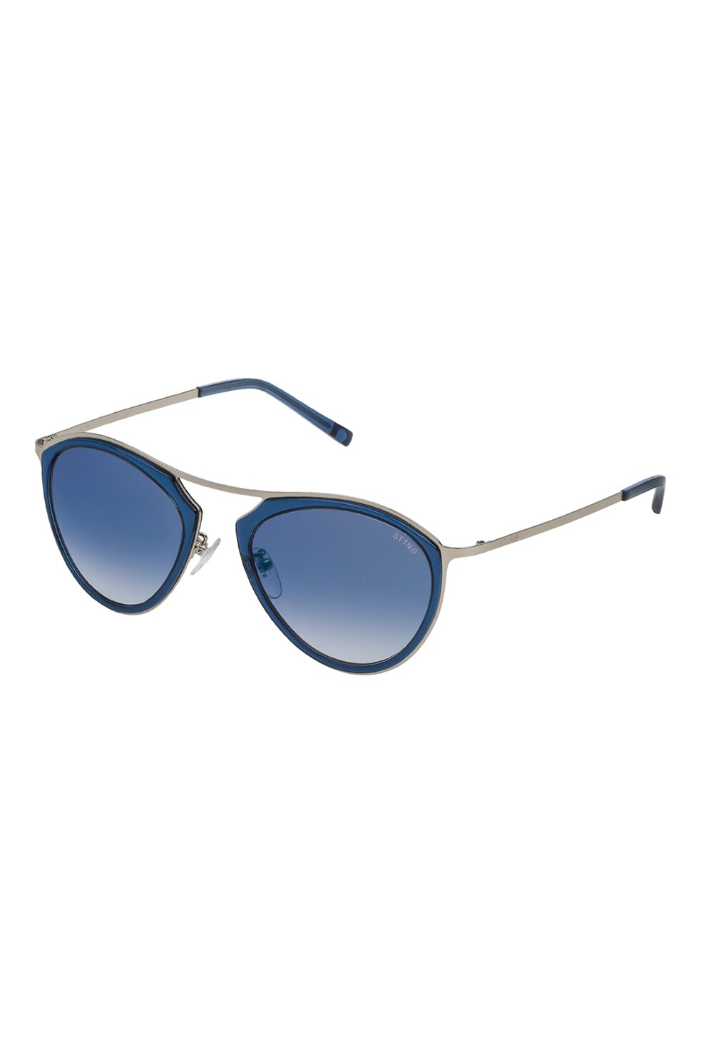 STING, Ochelari de soare unisex ovali colorblock, Albastru inchis/Argintiu, 52-20-140 Standard
