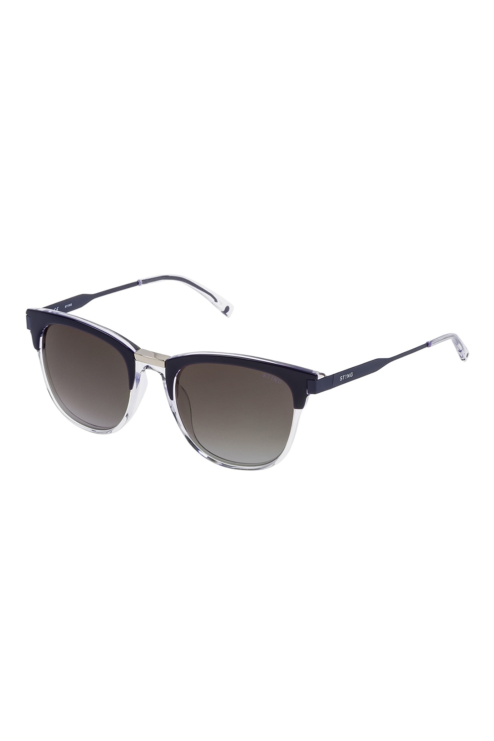 STING, Ochelari de soare unisex colorblock, Negru/Alb transparent, 51-20-135 Standard