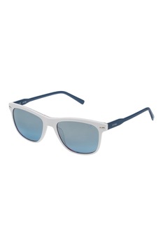 STING, Ochelari de soare unisex dreptunghiulari cu lentile in degrade, Alb/Albastru, 55-20-140 Standard STING, Ochelari de soare unisex dreptunghiulari cu lentile in degrade, Alb/Albastru, 55-20-140 Standard