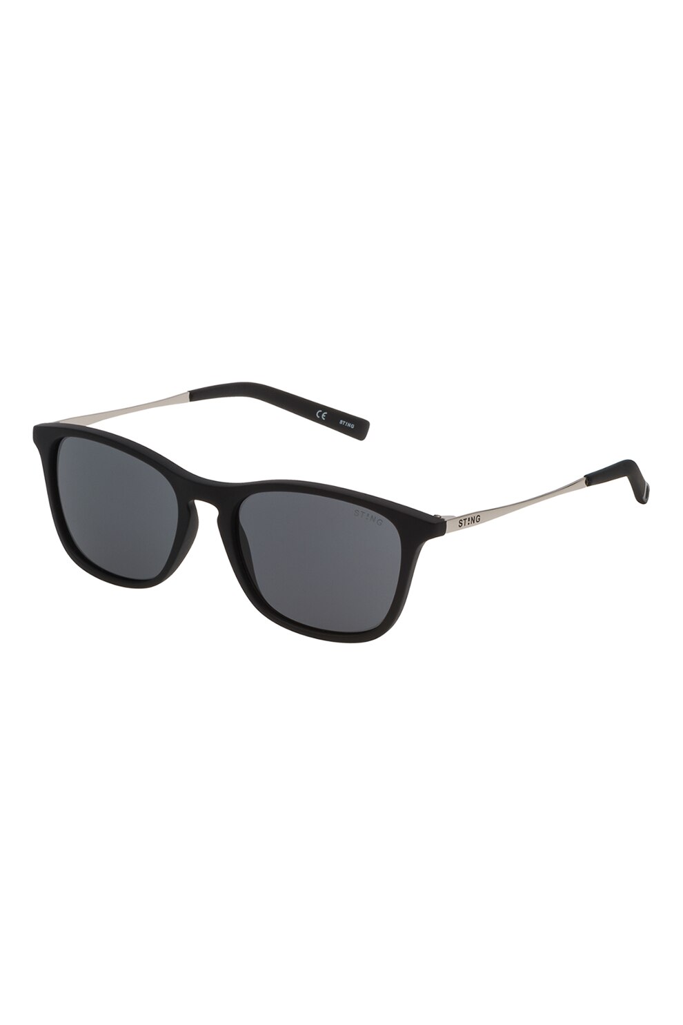 STING, Ochelari de soare clubmaster cu lentile uni, Negru, 49-16-130 Standard