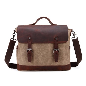 Geanta de umar de dama URBAN BAG Little Goteborg Khaki din piele naturala si material textil impermeabil pentru femei Geanta de umar de dama URBAN BAG Little Goteborg Khaki din piele naturala si material textil impermeabil pentru femei