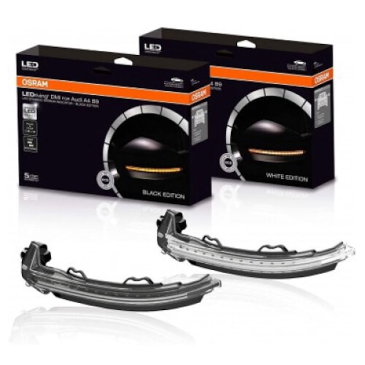 Пълен LED динамичен индикатор за Osram LEDriving DMI Mirror, съвместим с Audi A4 S4 RS4 B9 2015- Audi A5 S5 RS5 F5 2017- Черен