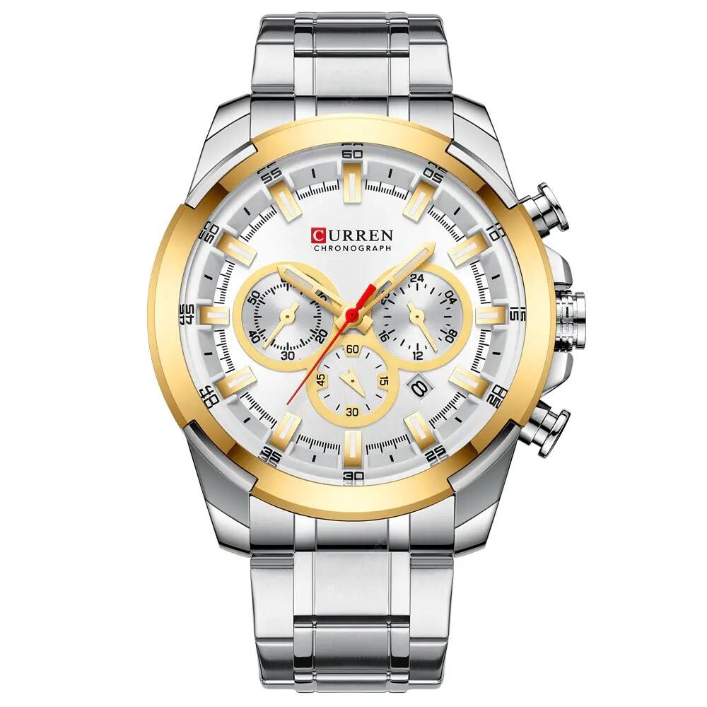 Ceas pentru barbati Curren cu afisaj data, afisaj 24 ore, cronograf 8361-D, Argintiu