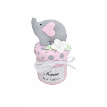 Set marturii pentru botez lumanare din ceara, Elefant, set 10 bucati Set marturii pentru botez lumanare din ceara, Elefant, set 10 bucati