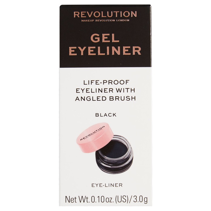 Tus de ochi Makeup Revolution Gel Eyeliner Pot, Black, 3 g