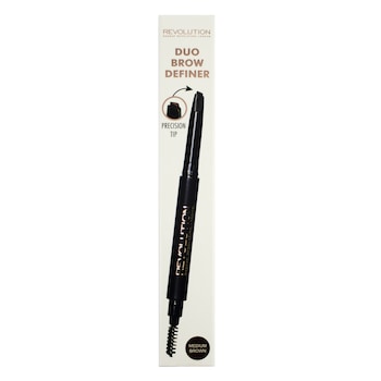 Creion pentru sprancene Makeup Revolution Duo Brow Definer, 0.15 g, Medium Brown Creion pentru sprancene Makeup Revolution Duo Brow Definer, 0.15 g, Medium Brown