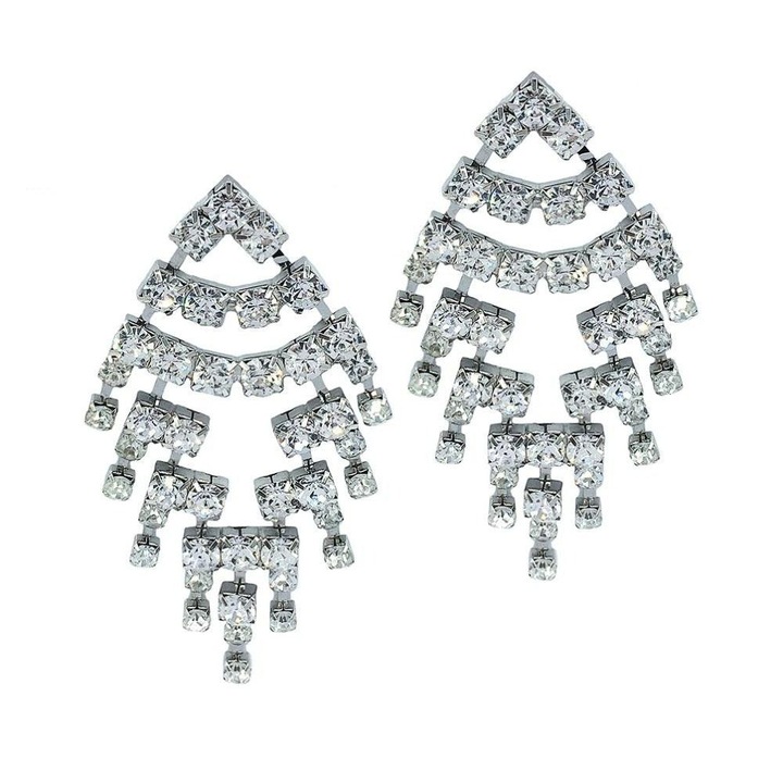 Cercei argintii, stil candelabru, cu pietre, Renita C6, Pursehuit