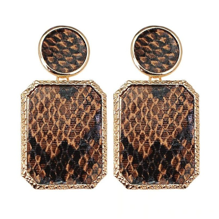 Cercei aurii, cu imprimeu sarpe, Regine C3, Pursehuit