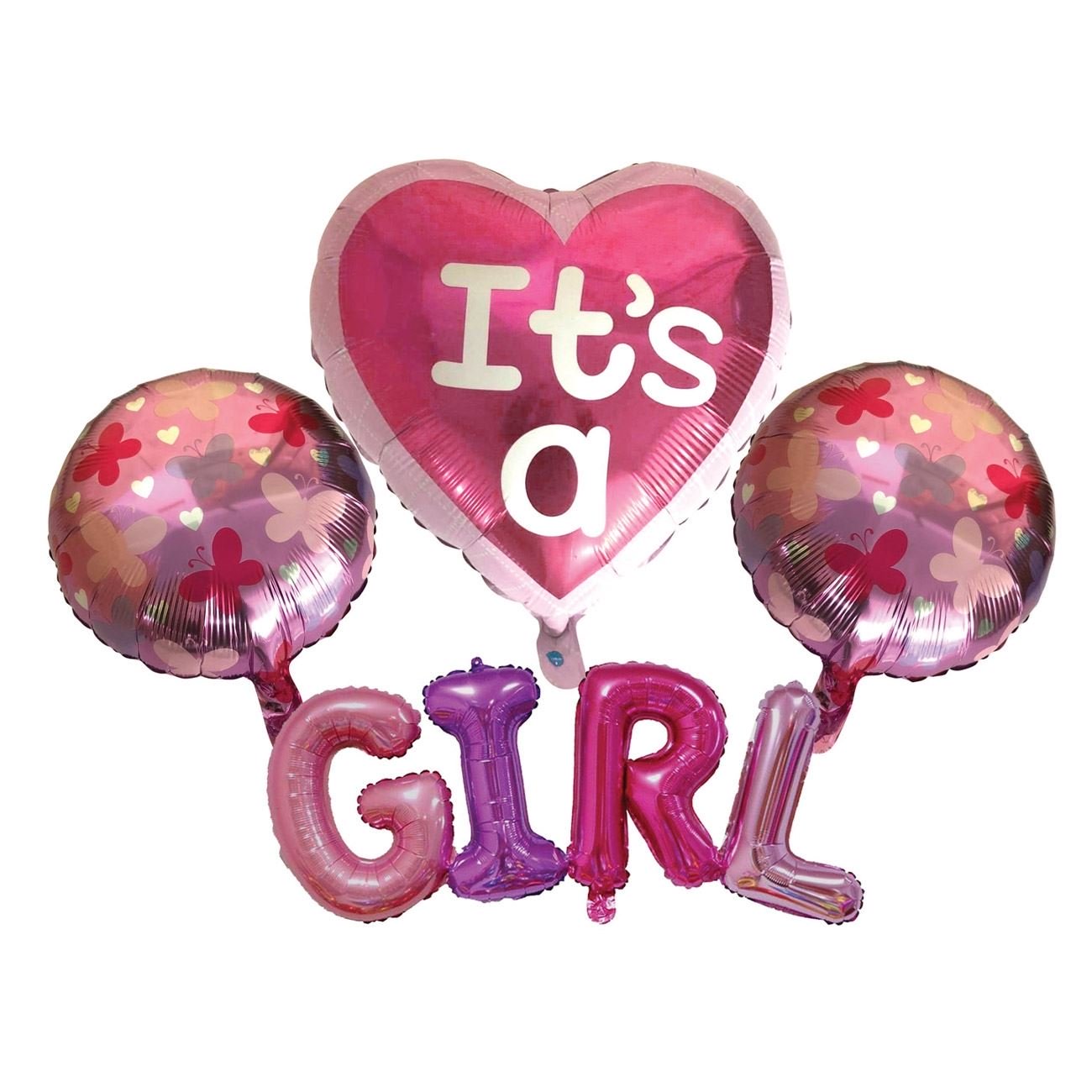 Комплект от 4 балона It's A Girl за рожден ден, DecorCasa, 73 x 75 cm