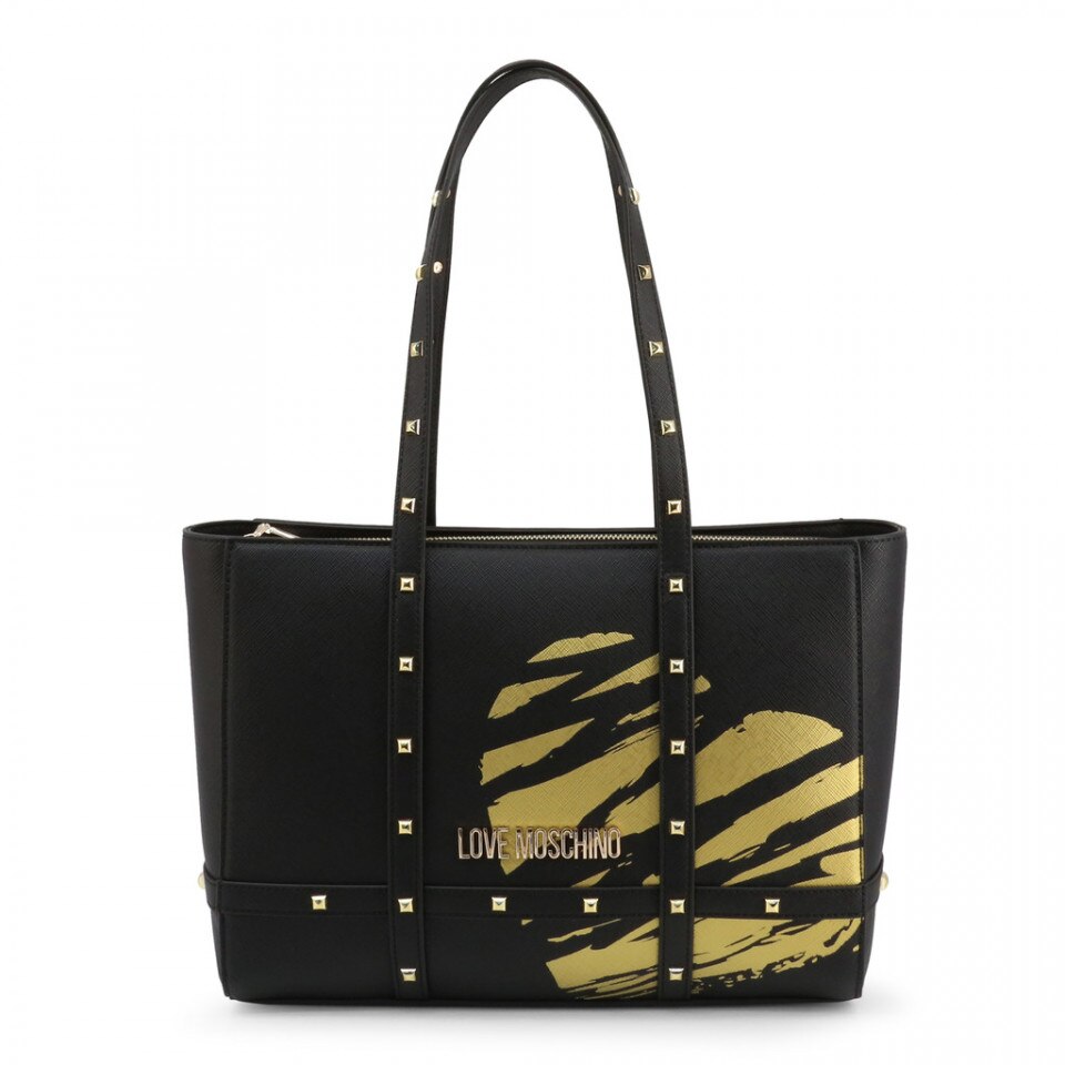 Geanta de umar, dama, Love Moschino, JC4076PP1CLG1, Negru/Auriu