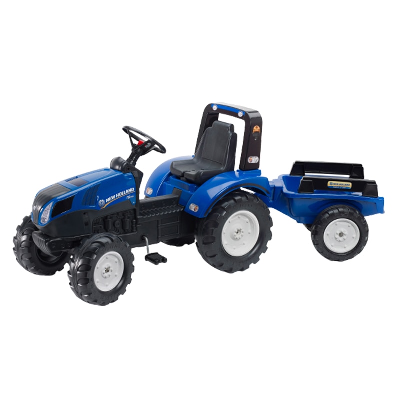Tractor pentru copii Falk Olanda cu remorca si pedale, albastru
