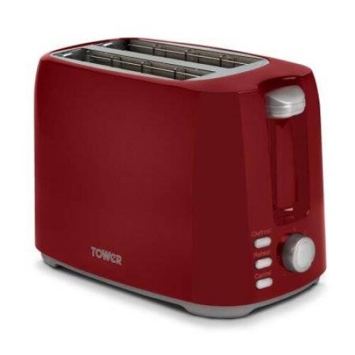 Prajitor de paine din otel inoxidabil Tower T20013R, capacitate 2 felii, culoare rosu