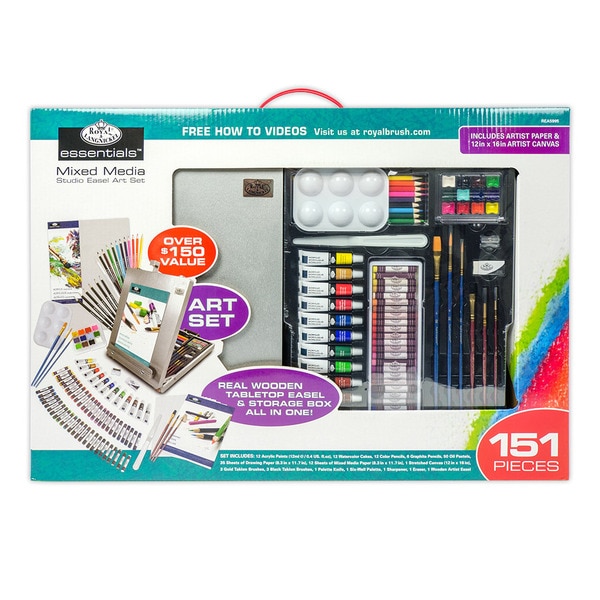Set complet cu sevalet argintiu Mixed Media Royal & Langnickel - 151 piese