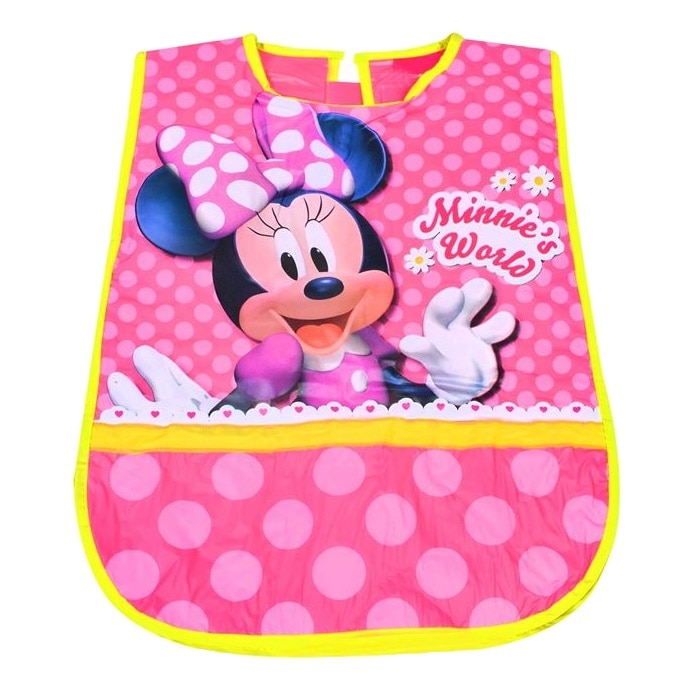 Sort erou Minnie copii, cu buline si imprimeu pentru pictura, de fetite, 3-6 ani, Roz/Galben, 46.3x36.3 cm