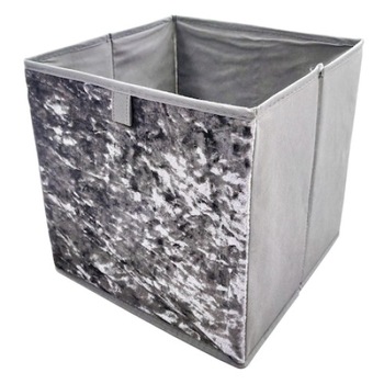 Cutie depozitare pliabila cu detaliu catifea, 30x30x30cm Cutie depozitare pliabila cu detaliu catifea, 30x30x30cm